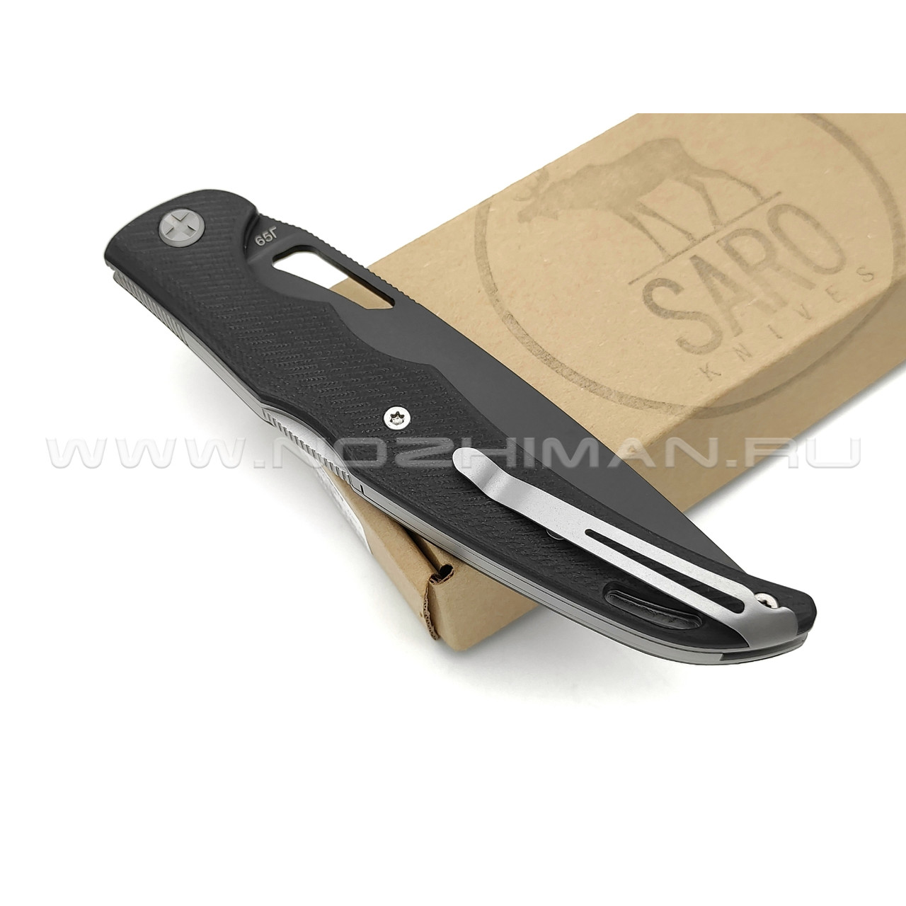 Saro нож Кайман XL сталь 65Г, рукоять G10 black