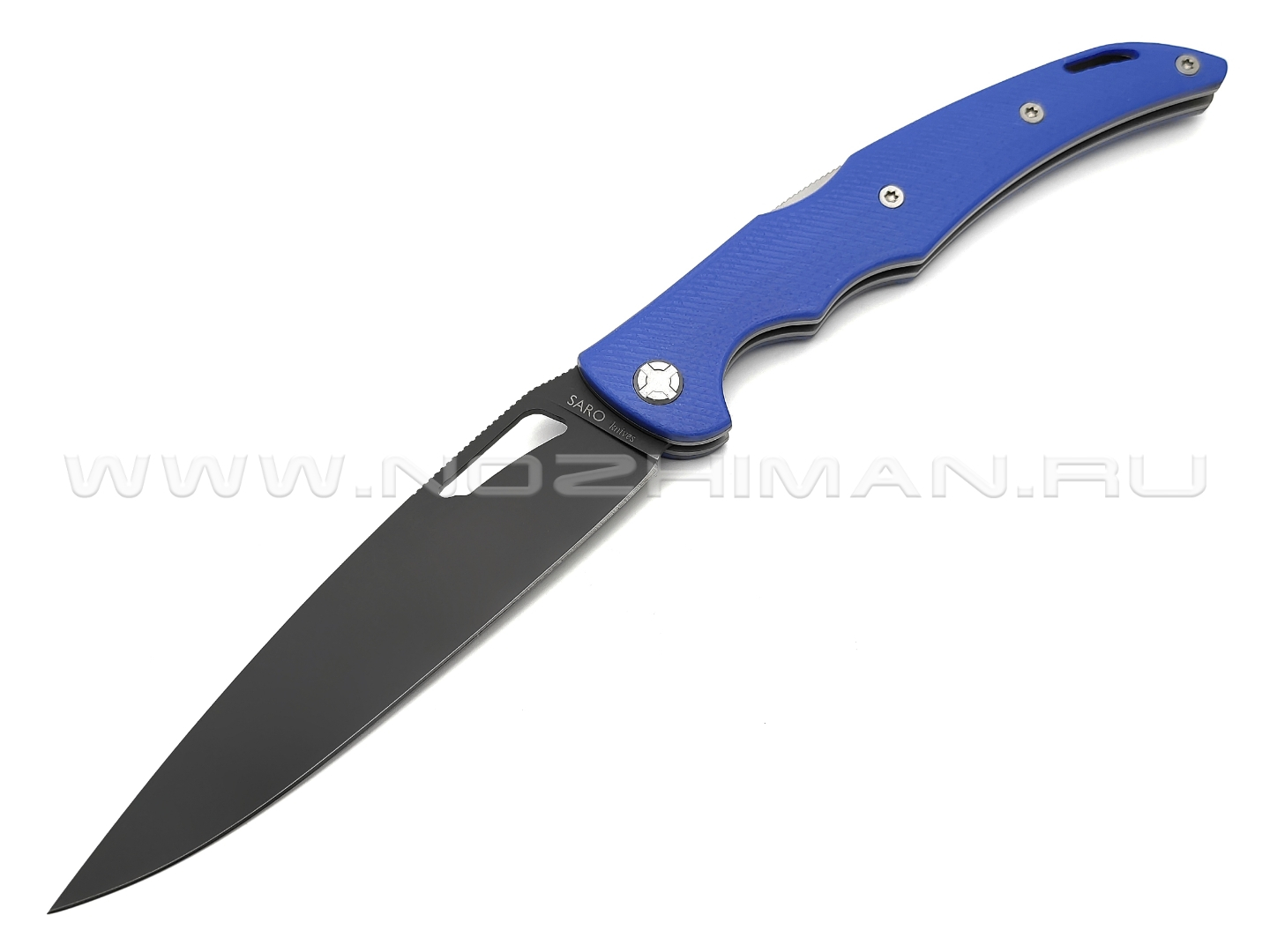 Saro нож Кайман XL сталь 65Г, рукоять G10 blue