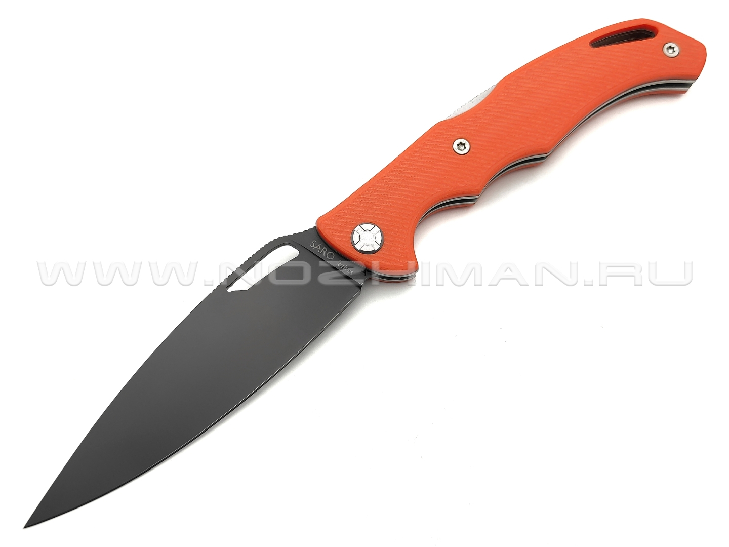 Saro нож Кайман EVO сталь 65Г, рукоять G10 orange