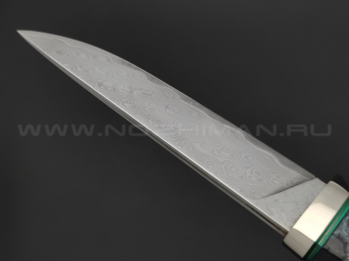 Кузница Васильева нож "НЛВ114" ламинат M390, рукоять карелка, нейзильбер, зуб мамонта