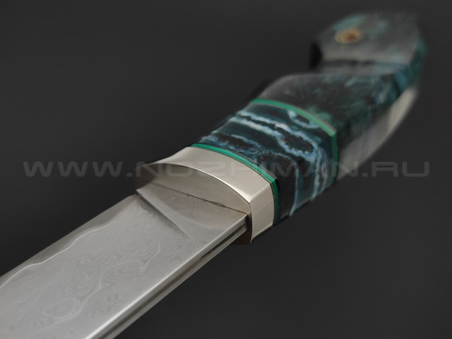 Кузница Васильева нож "НЛВ114" ламинат M390, рукоять карелка, нейзильбер, зуб мамонта