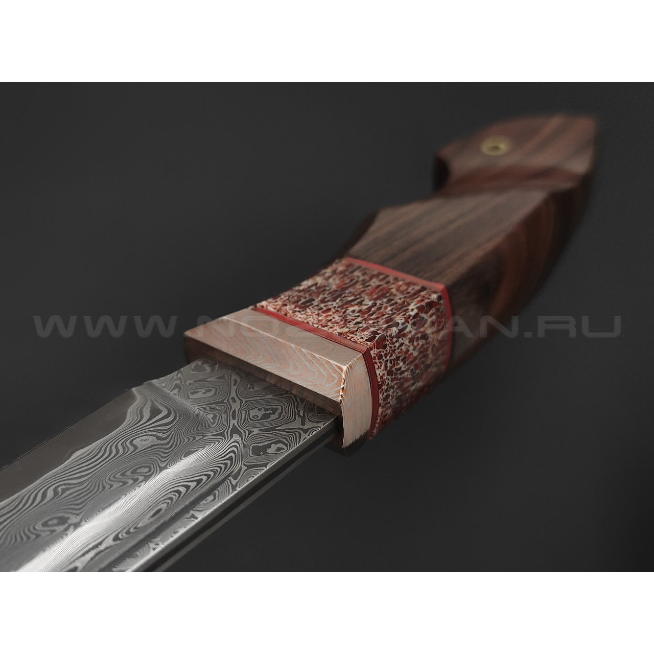 Кузница Васильева нож "НЛВ120" ламинат S390, рукоять палисандр, мокумэ-ганэ, позвонок кита