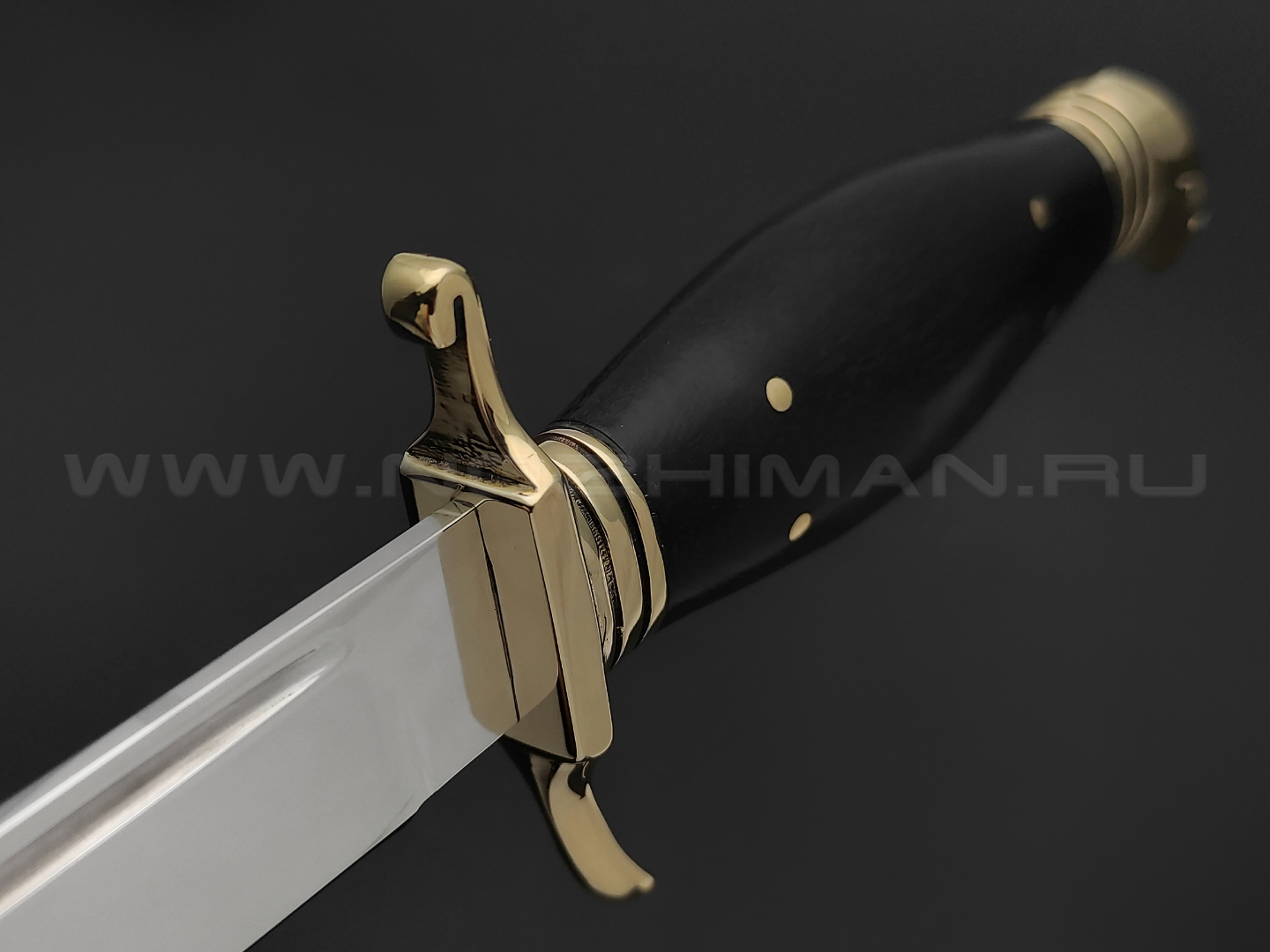 Товарищество Завьялова нож "НКВД" сталь K340, рукоять граб, латунь, деревянные ножны