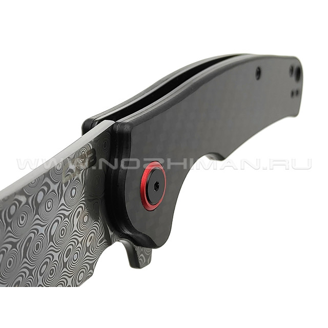 Нож CJRB Crag J1904D-CF сталь Damascus, рукоять Carbon fiber