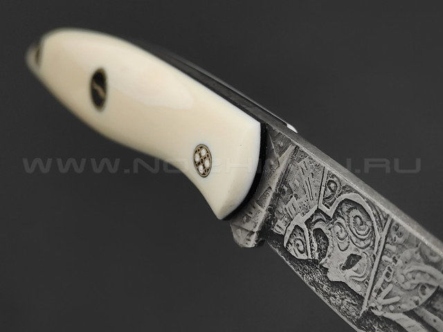 Волчий Век нож "Тезис" сталь CPM S125V WA, рукоять бивень моржа, мозаичные пины