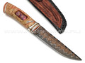 Нож "SHAD06" дамасская сталь, рукоять стабилизированное дерево, серебро, бусина (Сергей Шадрин)