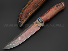 Нож "SHAD04" дамасская сталь, рукоять стабилизированное дерево, серебро, акрил (Сергей Шадрин)