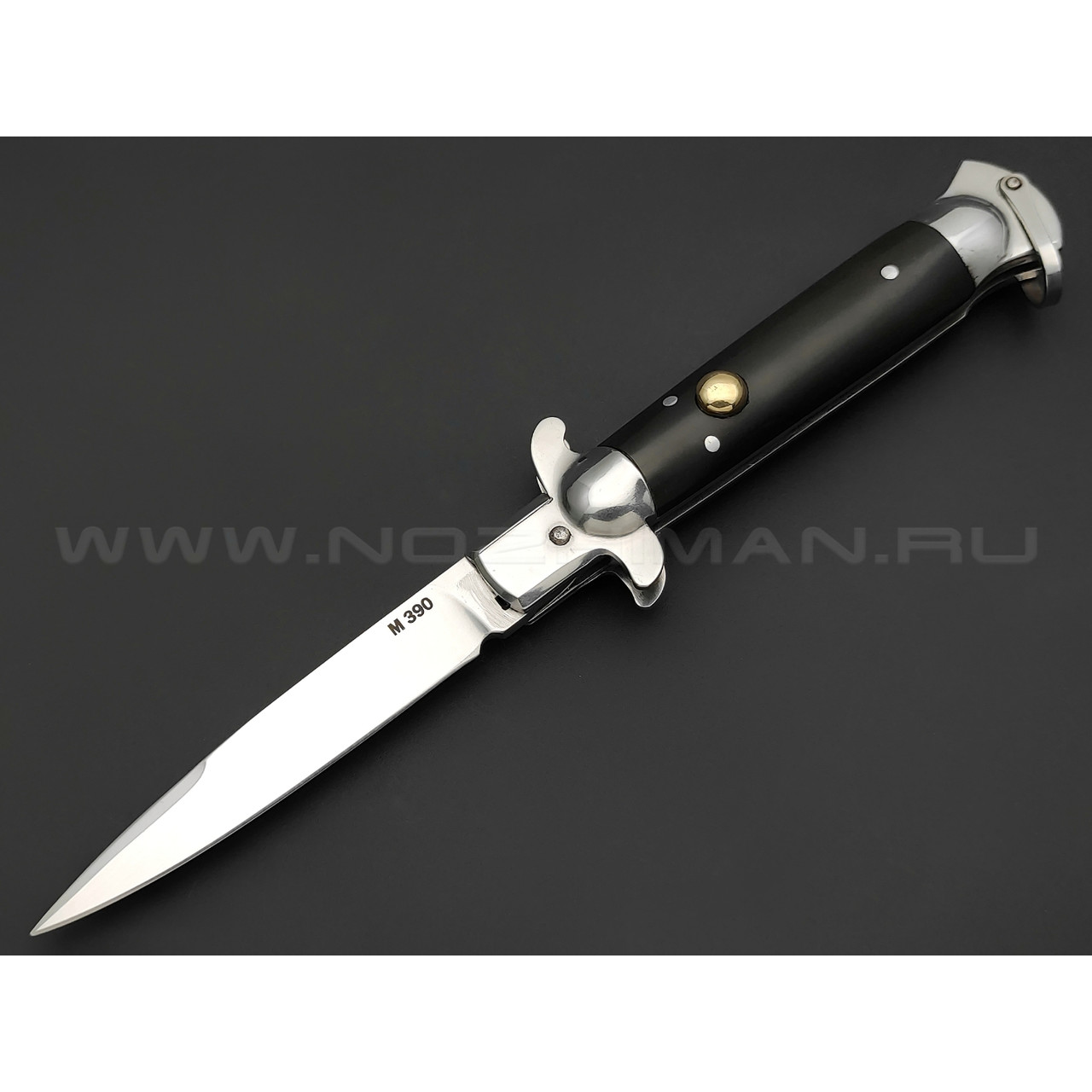 Кузница Коваль выкидной нож "Флинт" сталь M390, рукоять Эбонит