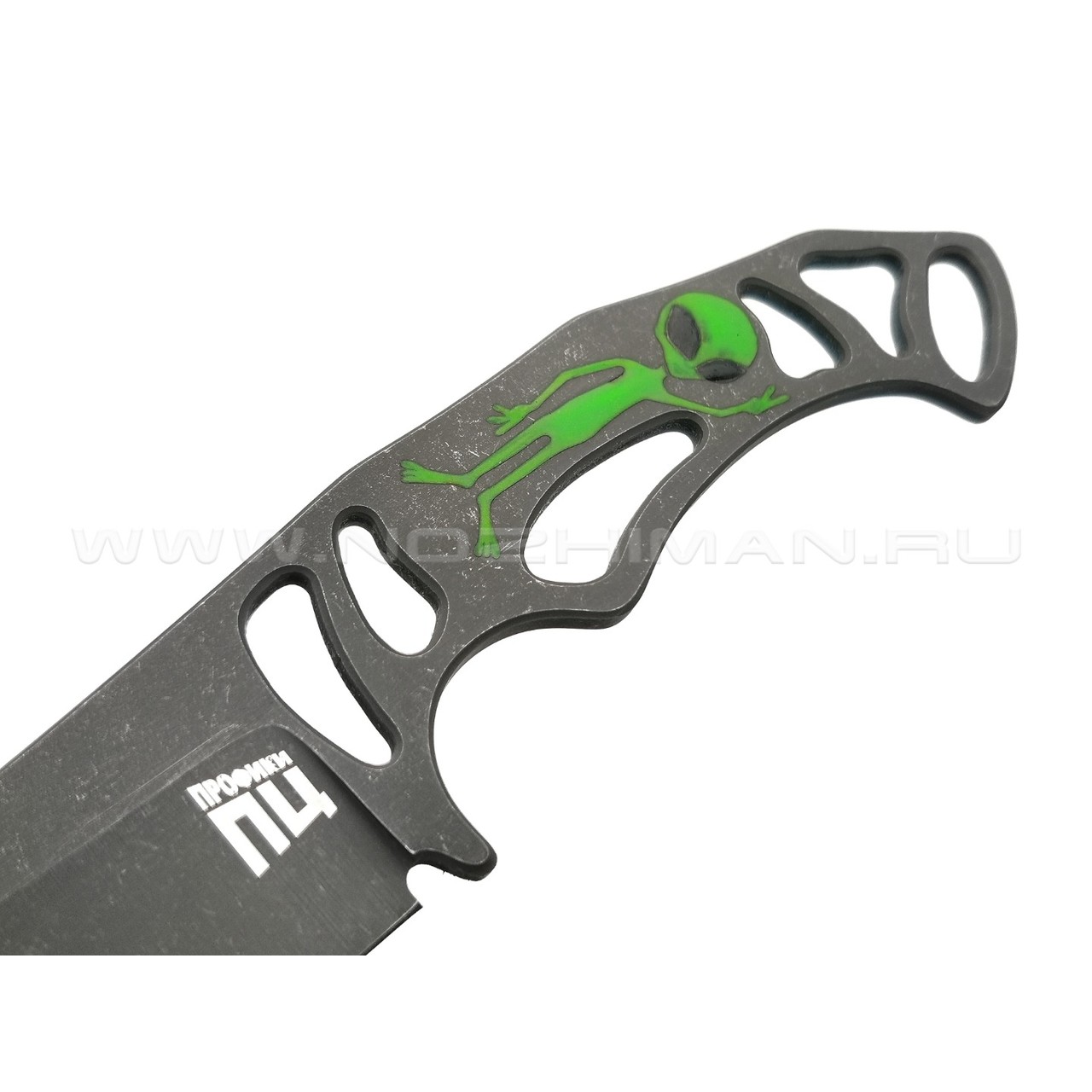 1-й Цех нож Green сталь 440C блэквош, рукоять сталь, эмаль