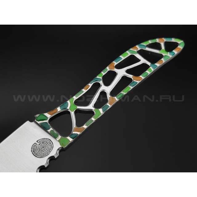 1-й Цех нож Ножик сталь 440C сатин, рукоять сталь, эмаль