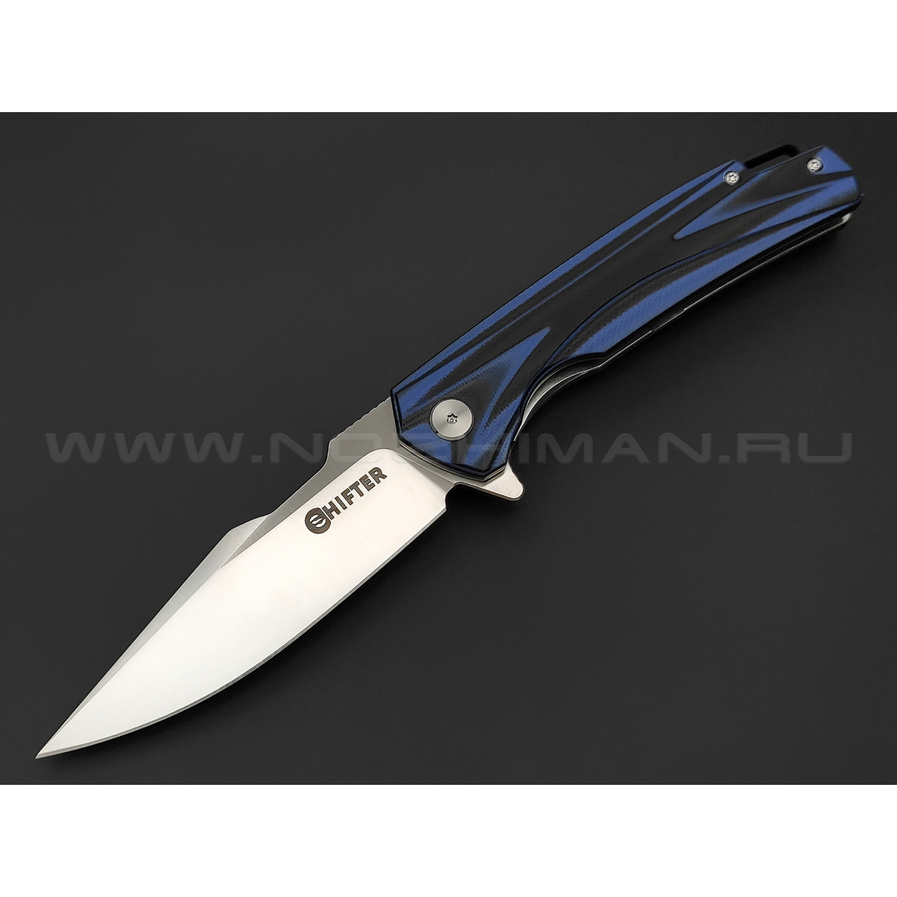 Shifter складной нож Rex сталь D2, рукоять G10 black & blue