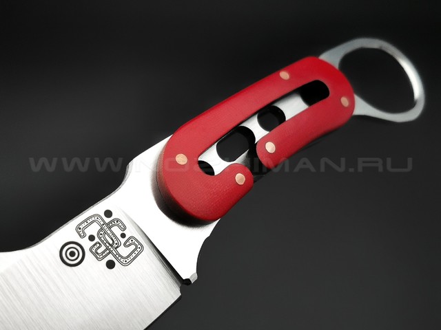 1-й Цех нож Точка G сталь 440C сатин, рукоять красная микарта
