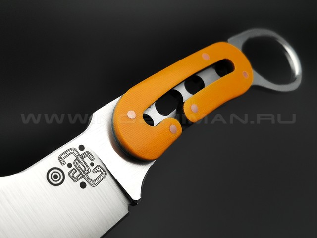 1-й Цех нож Точка G сталь 440C сатин, рукоять оранжевая микарта