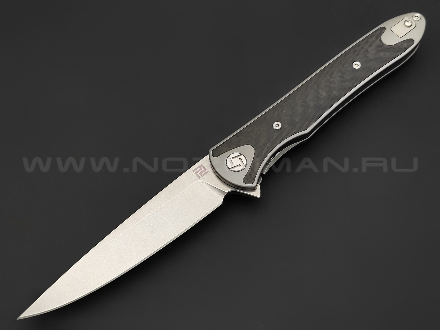 Нож Artisan Cutlery Shark 1707G-GY сталь S35VN, рукоять Titanium, Carbon fiber