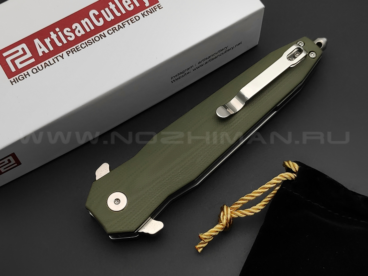 Нож Artisan Cutlery Hornet 1810P-GNC сталь D2, рукоять G10 OD green