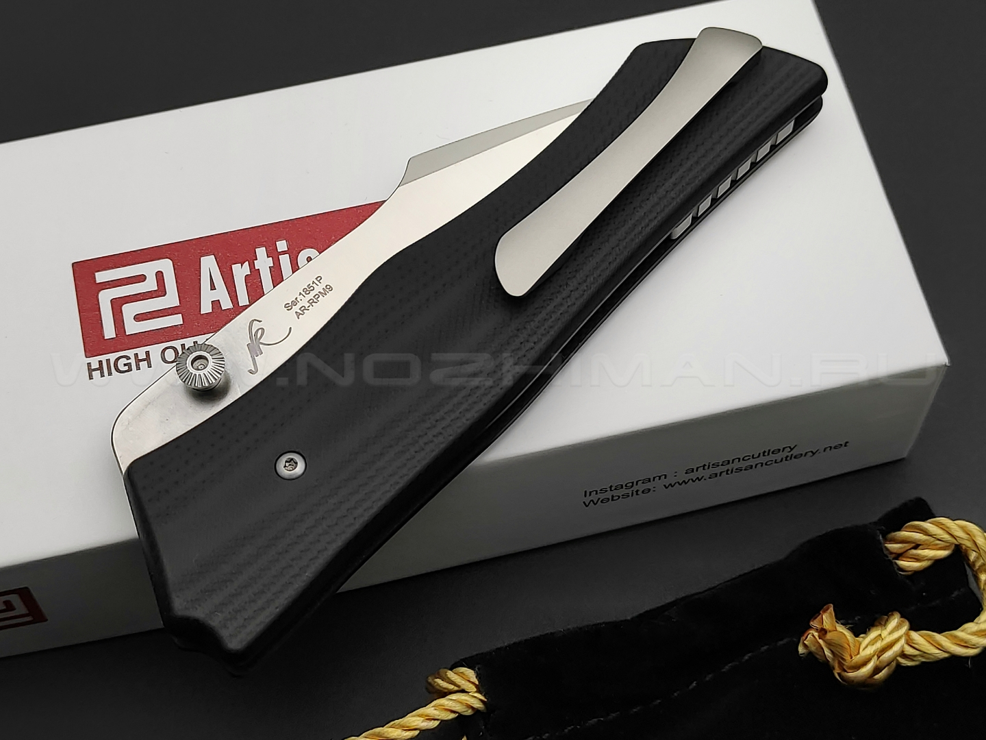 Нож Artisan Cutlery Ahab 1851P-BK сталь AR-RPM9, рукоять G10 black