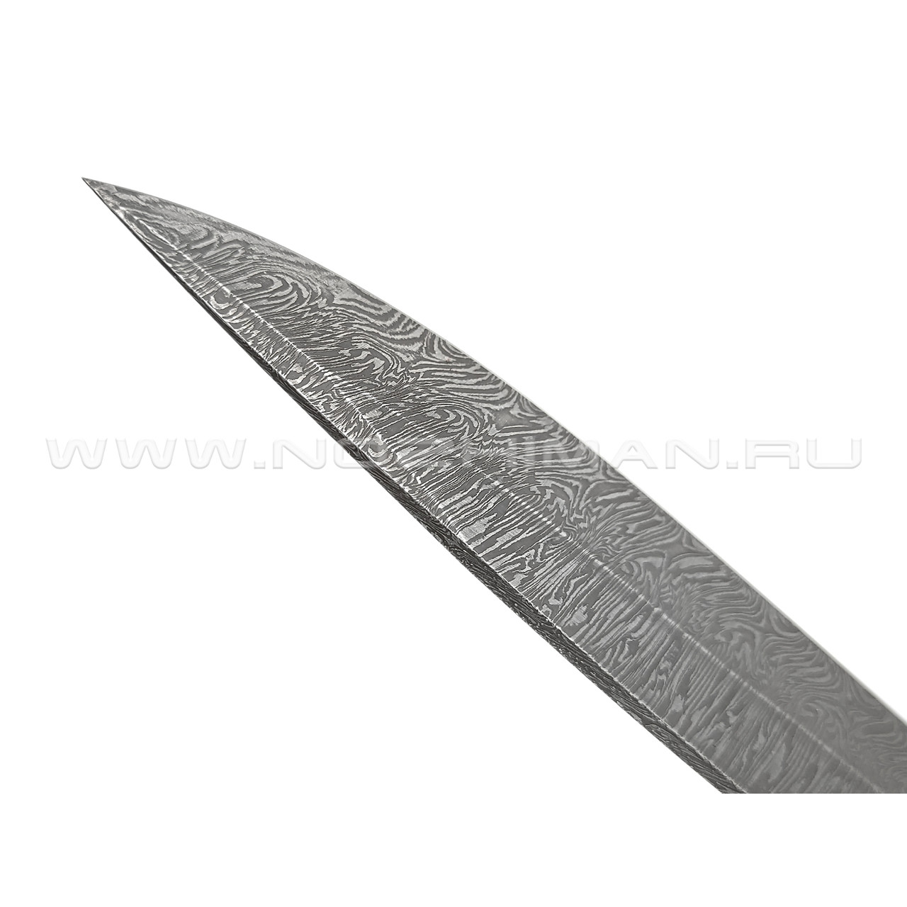 Кузница Коваль нож "Сибиряк" сталь Дамаск, рукоять Дерево венге, мельхиор
