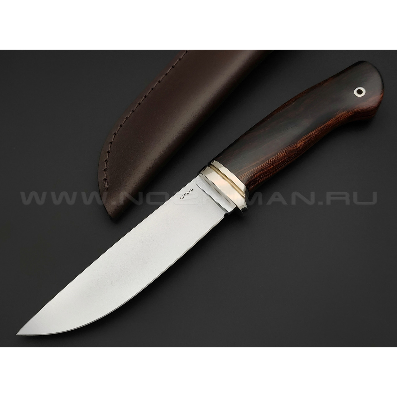Кметь нож Панцуй сталь CPM Rex 121, рукоять Айронвуд, мельхиор