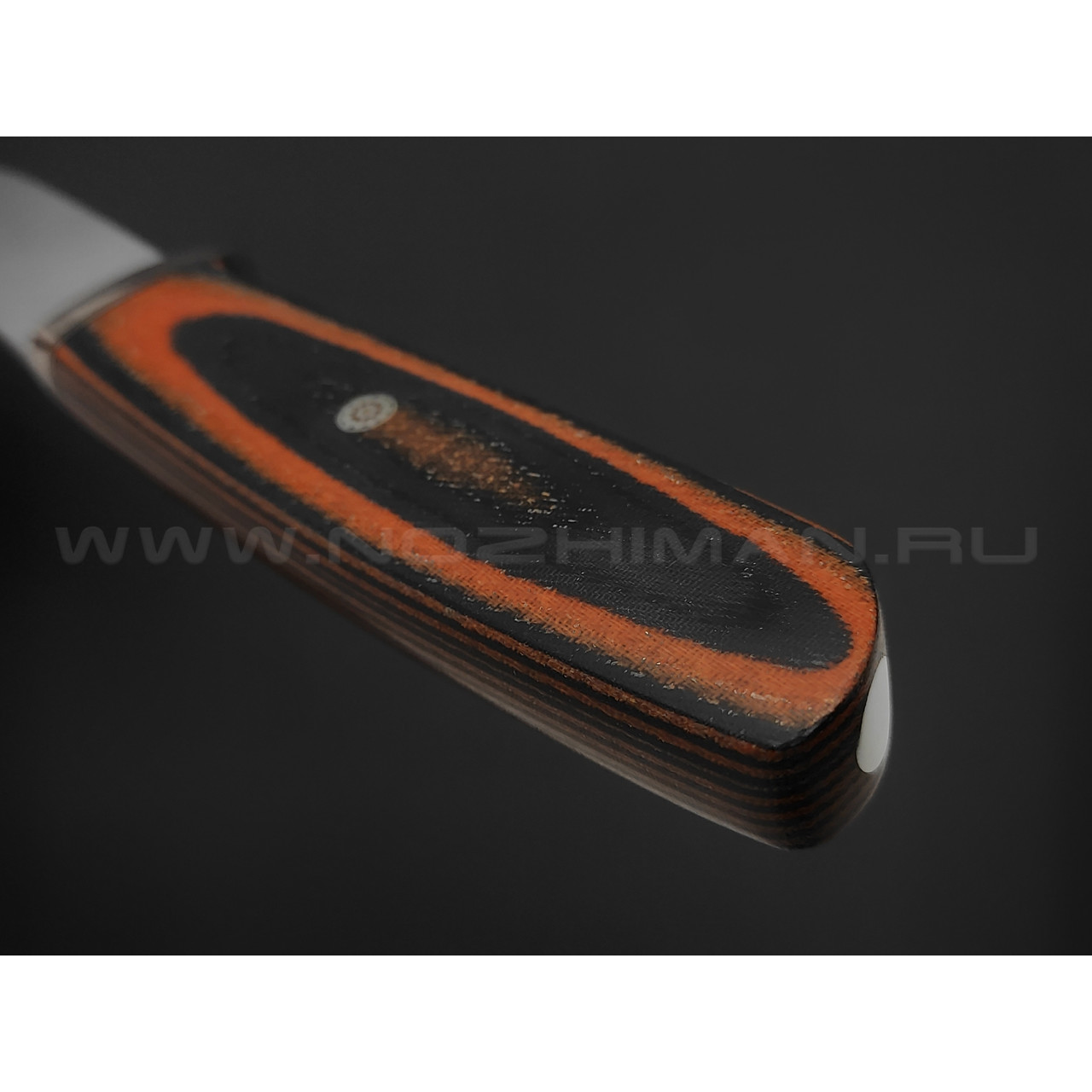 Кметь нож Клык сталь Bohler S390, рукоять микарта, мельхиор