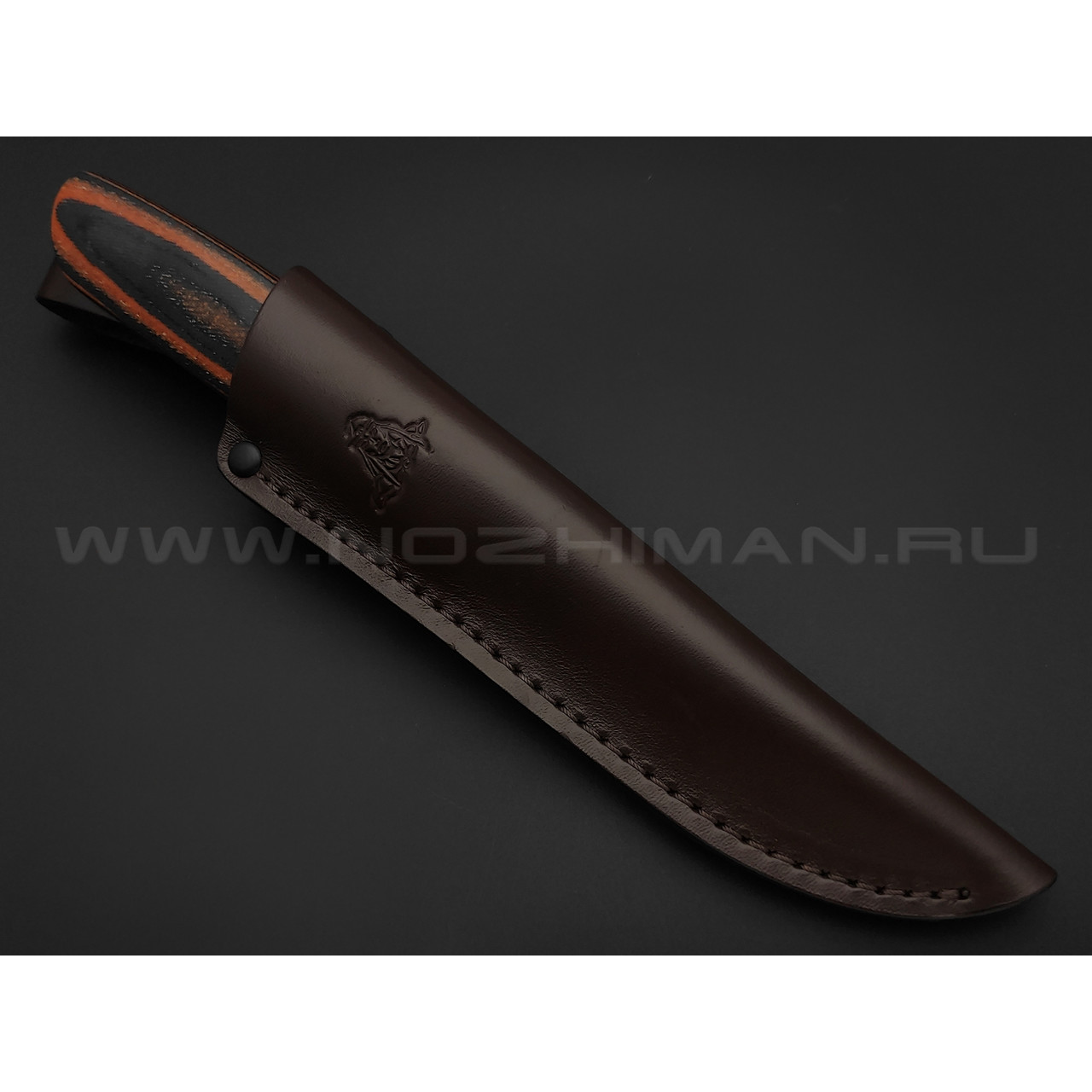 Кметь нож Клык сталь Bohler S390, рукоять микарта, мельхиор