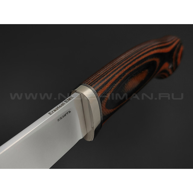 Кметь нож Комбат сталь Erasteel EM2, рукоять микарта, мельхиор