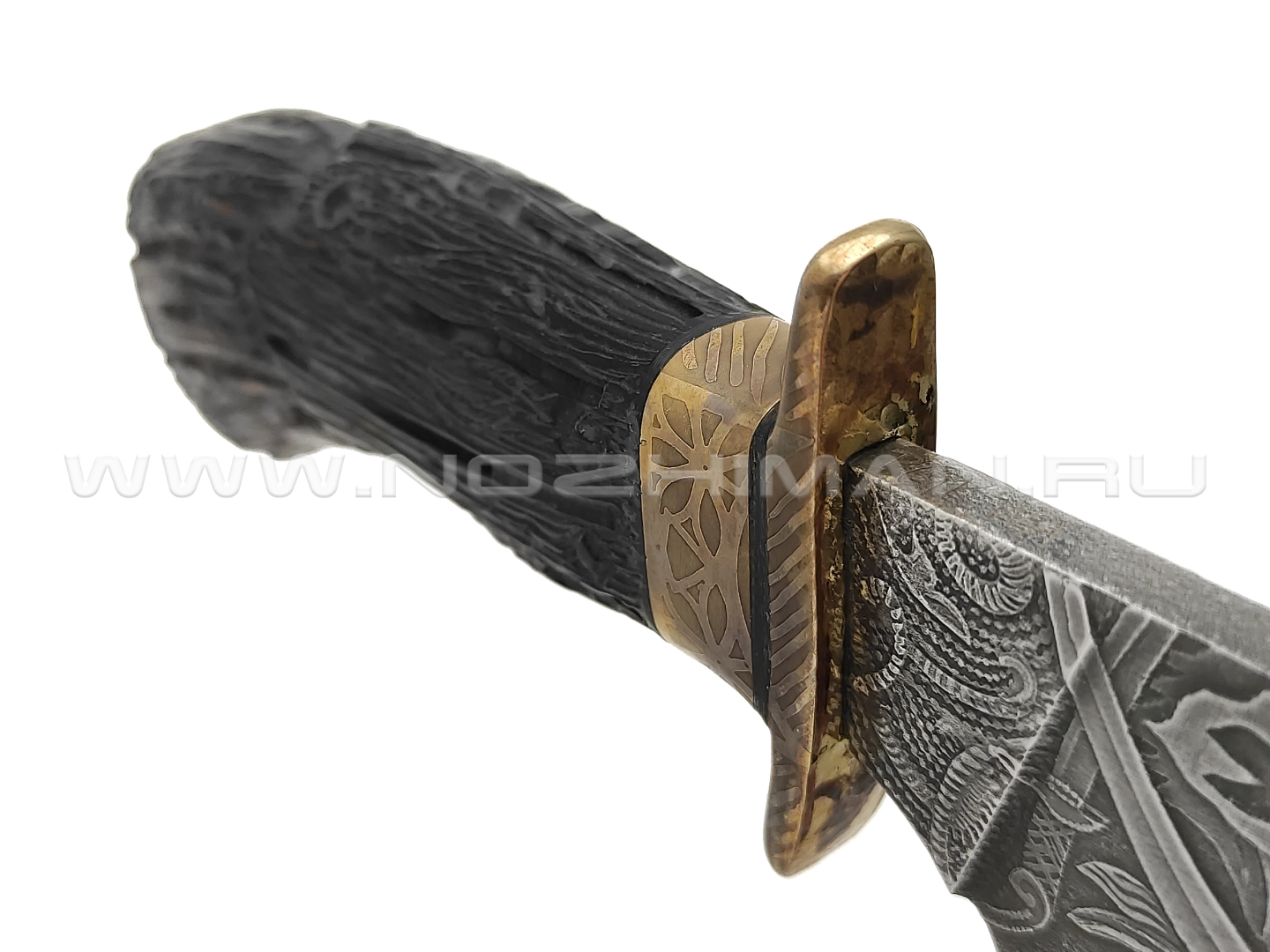 Волчий Век нож Полундра Pirat Custom сталь PGK WA, рукоять черный граб, ручная резьба