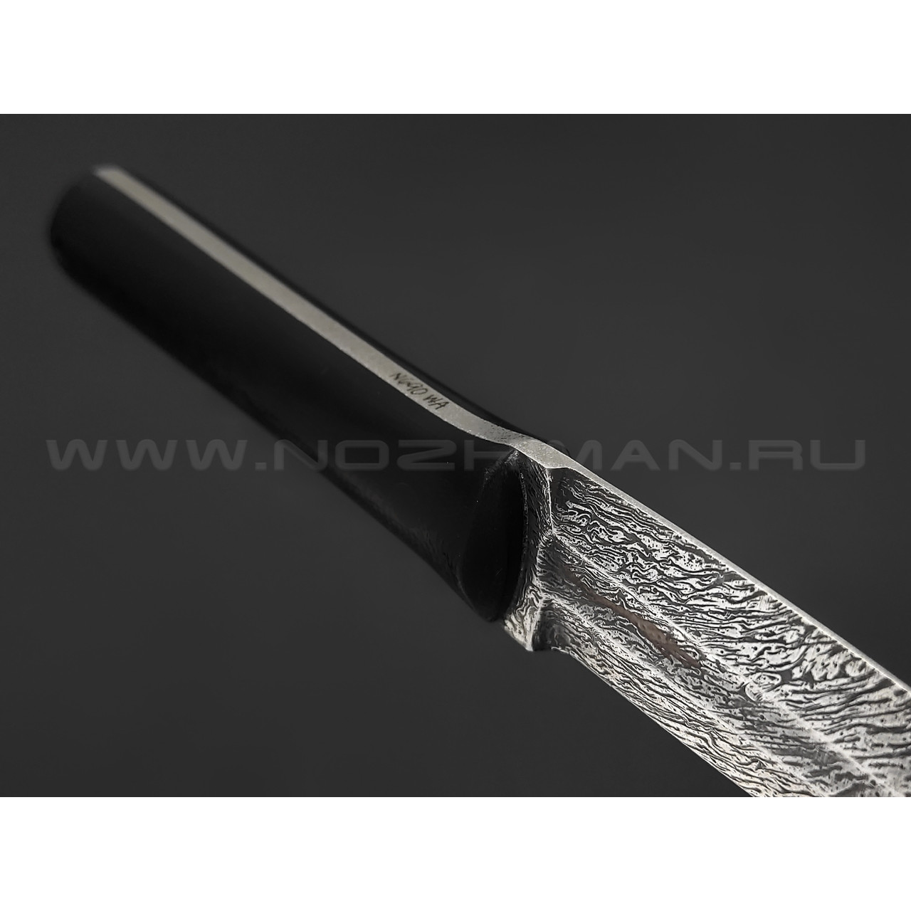 Волчий Век нож Кинжалойд сталь N690 WA дамаскаж, рукоять G10 black