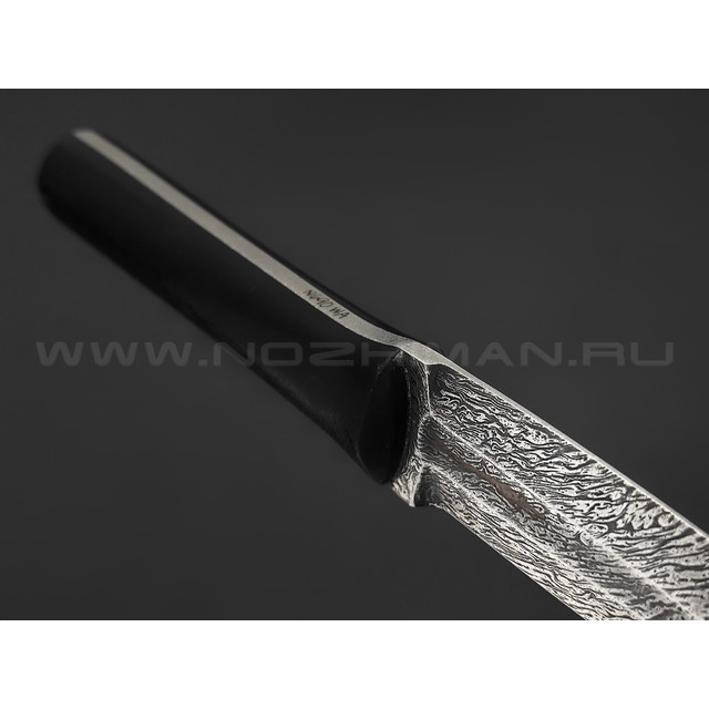 Волчий Век нож Кинжалойд сталь N690 WA дамаскаж, рукоять G10 black