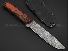 Волчий Век нож Wolfkniven сталь N690 WA дамаскаж, рукоять G10 black & orange