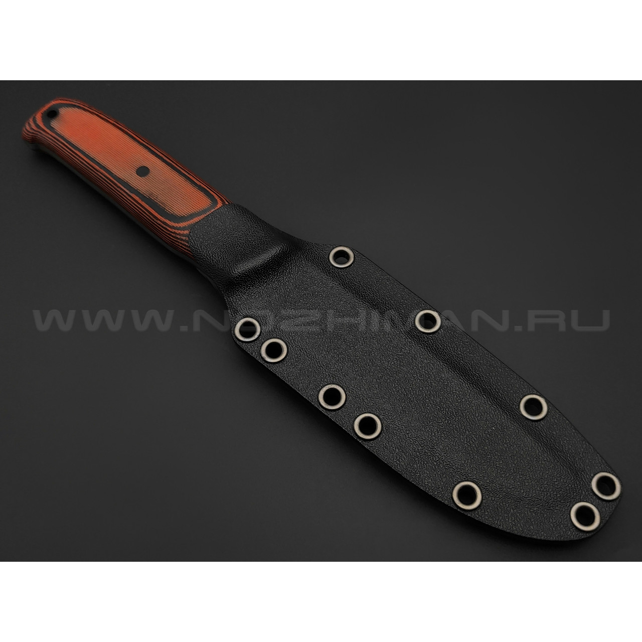 Волчий Век нож Wolfkniven сталь N690 WA дамаскаж, рукоять G10 black & orange
