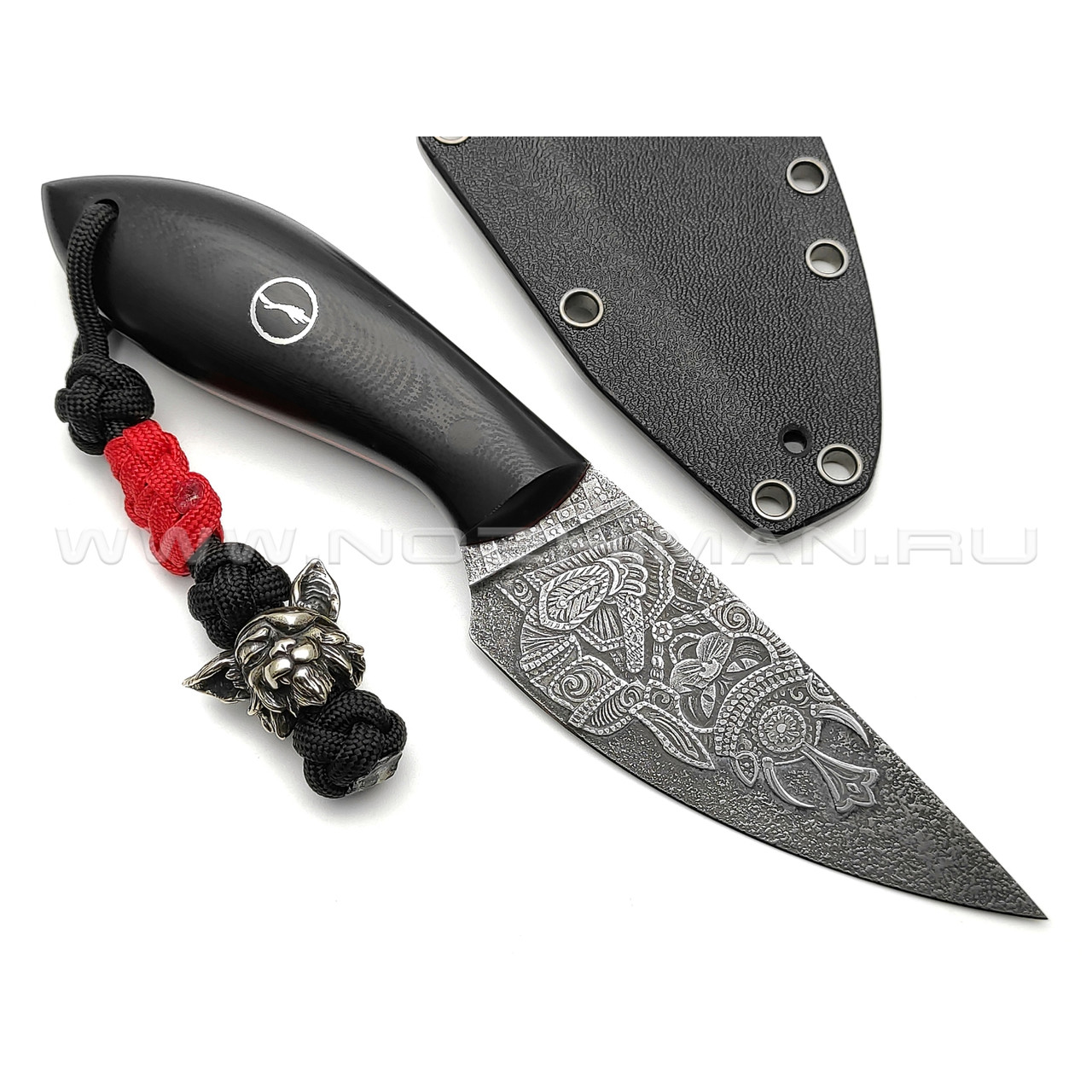 Волчий Век нож Масичька Custom Коты самураи, сталь N690 WA, художественное травление, рукоять G10 black