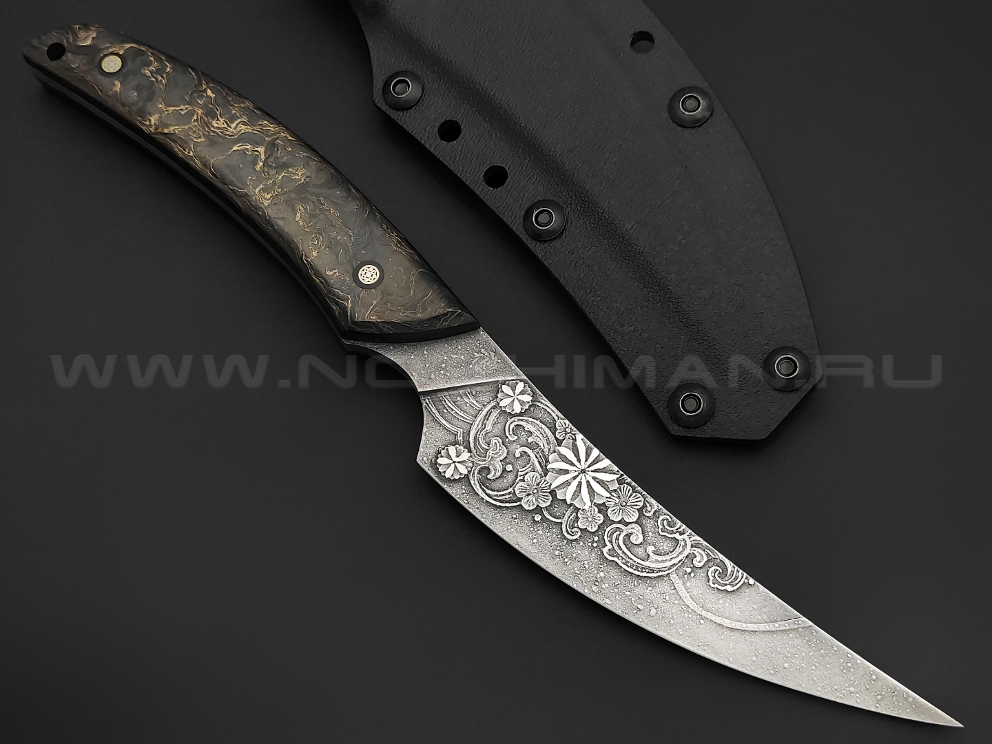 Neyris Knives нож Мехтар сталь CPM Magnacut, рукоять Carbon fiber dark matter gold