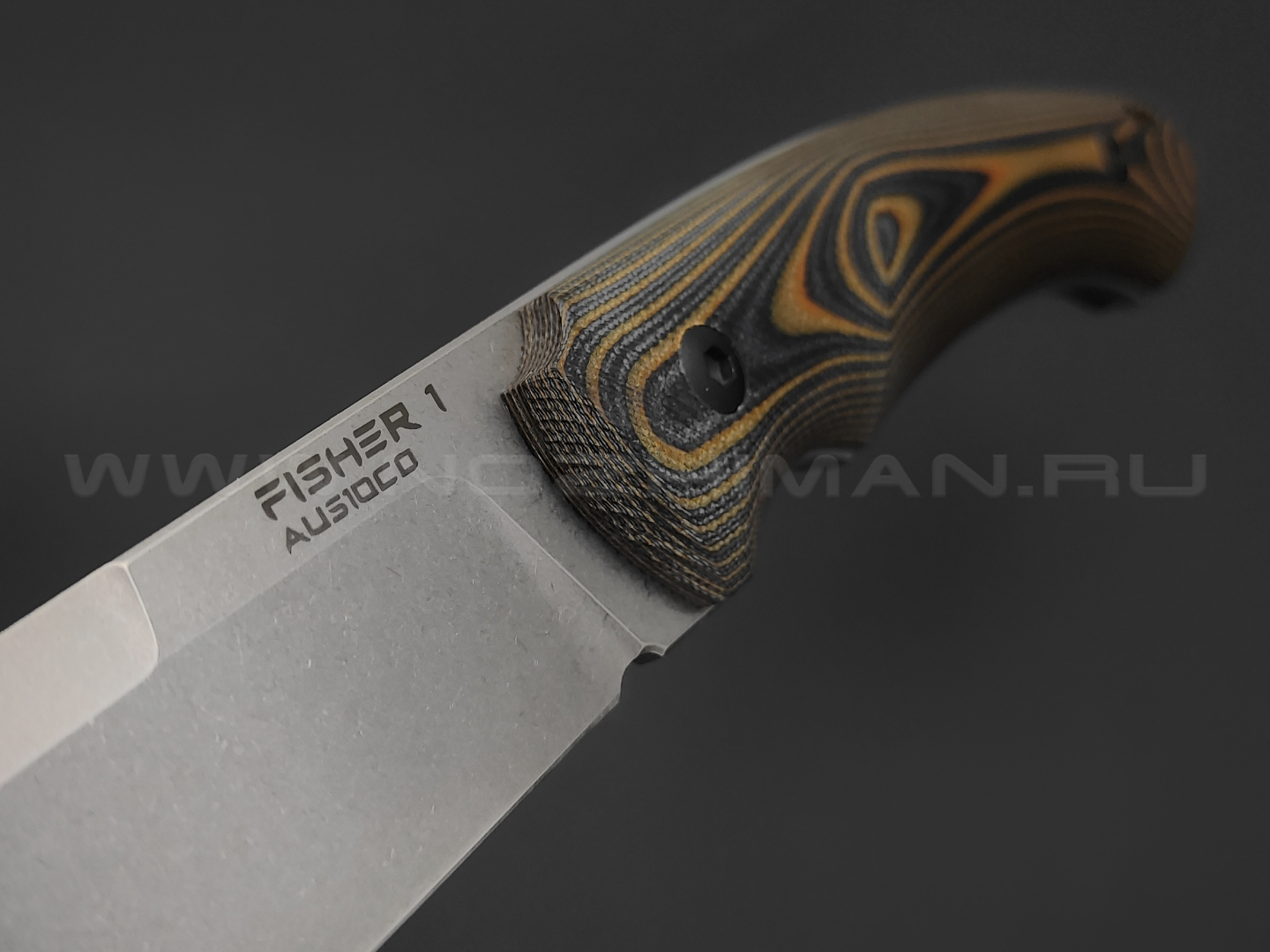 Eagle Knives нож Fisher 1 сталь Aus10Co stonewash, рукоять G10 black & orange