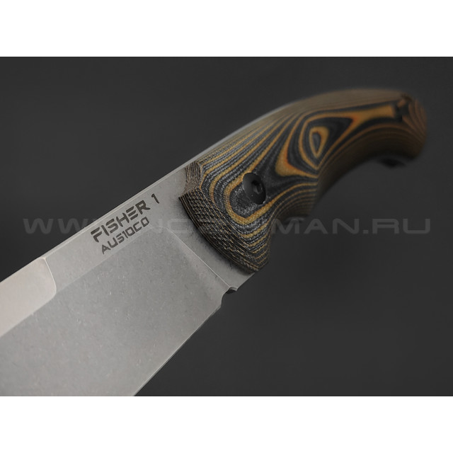Eagle Knives нож Fisher 1 сталь Aus10Co стоунвош, рукоять G10 black & orange