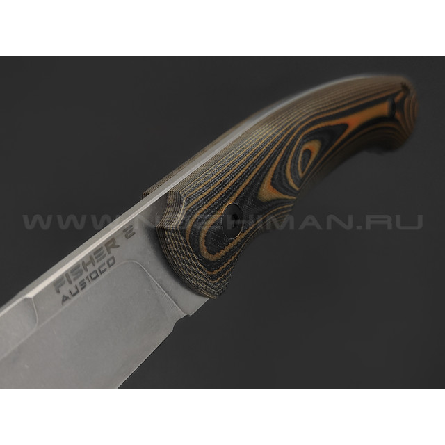 Eagle Knives нож Fisher 2 сталь Aus10Co стоунвош, рукоять G10 black & orange
