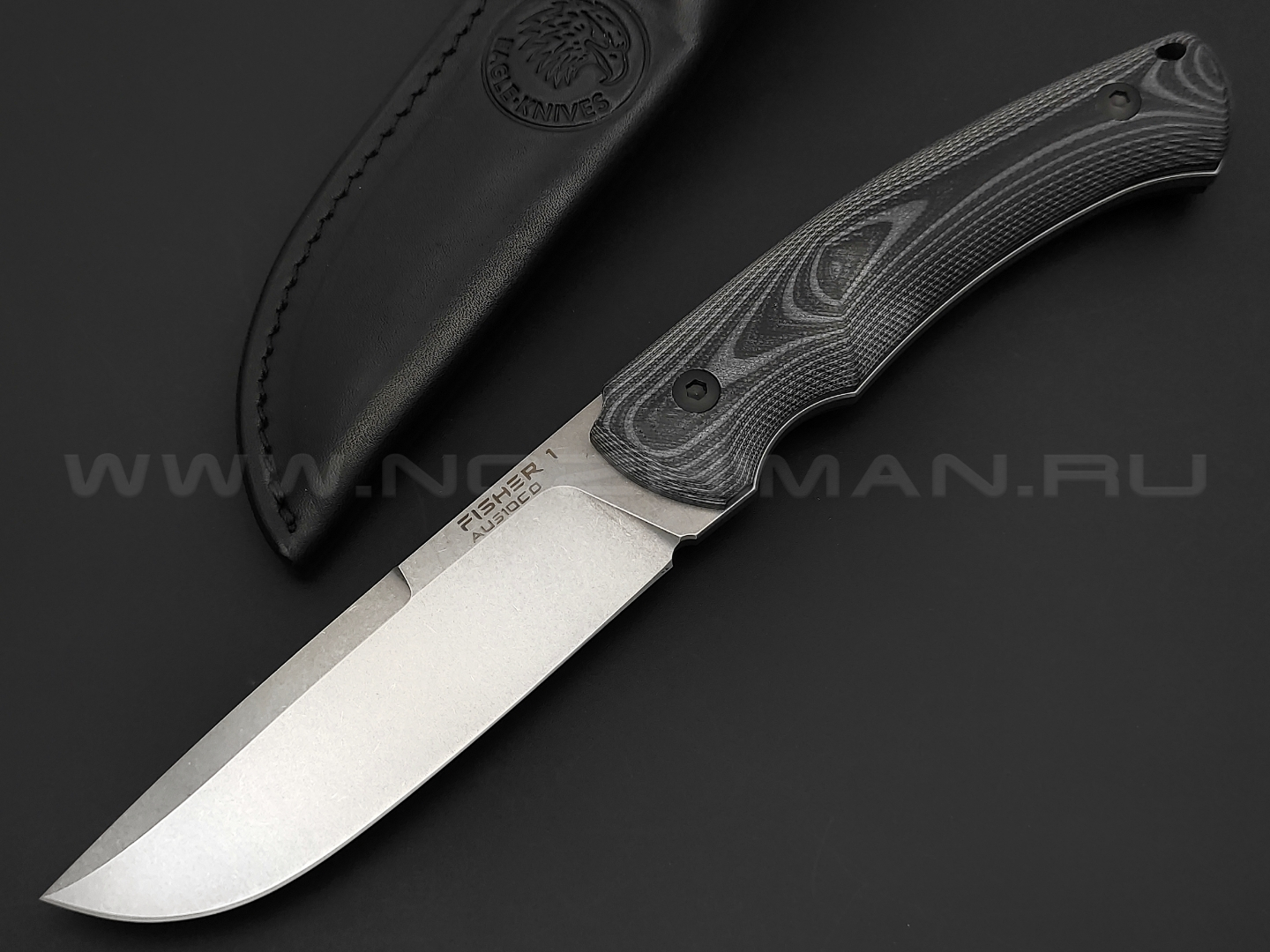 Eagle Knives нож Fisher 1 сталь Aus10Co stonewash, рукоять G10 black & grey