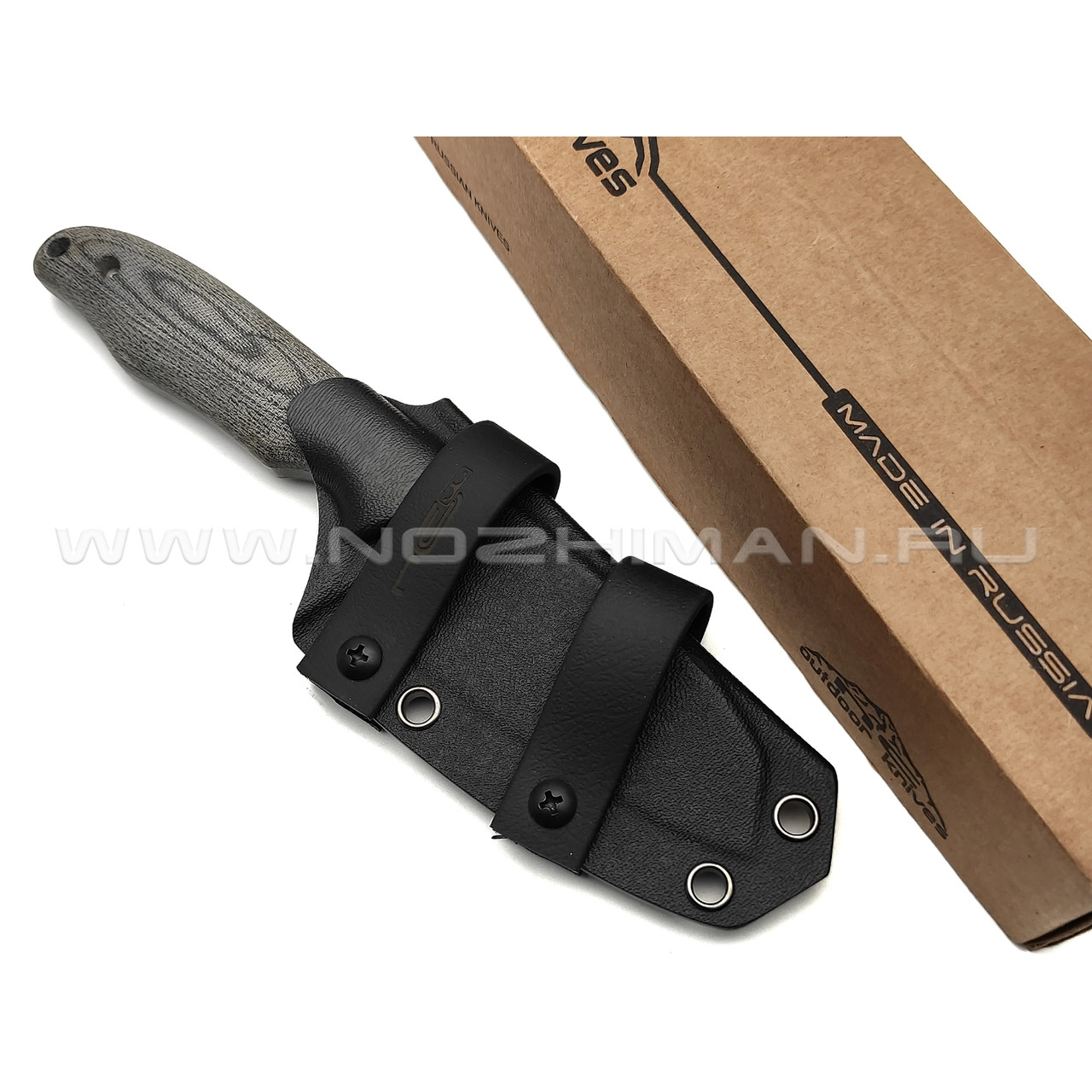 N.C.Custom нож Tracker сталь N690 блэквош, рукоять микарта, ножны kydex