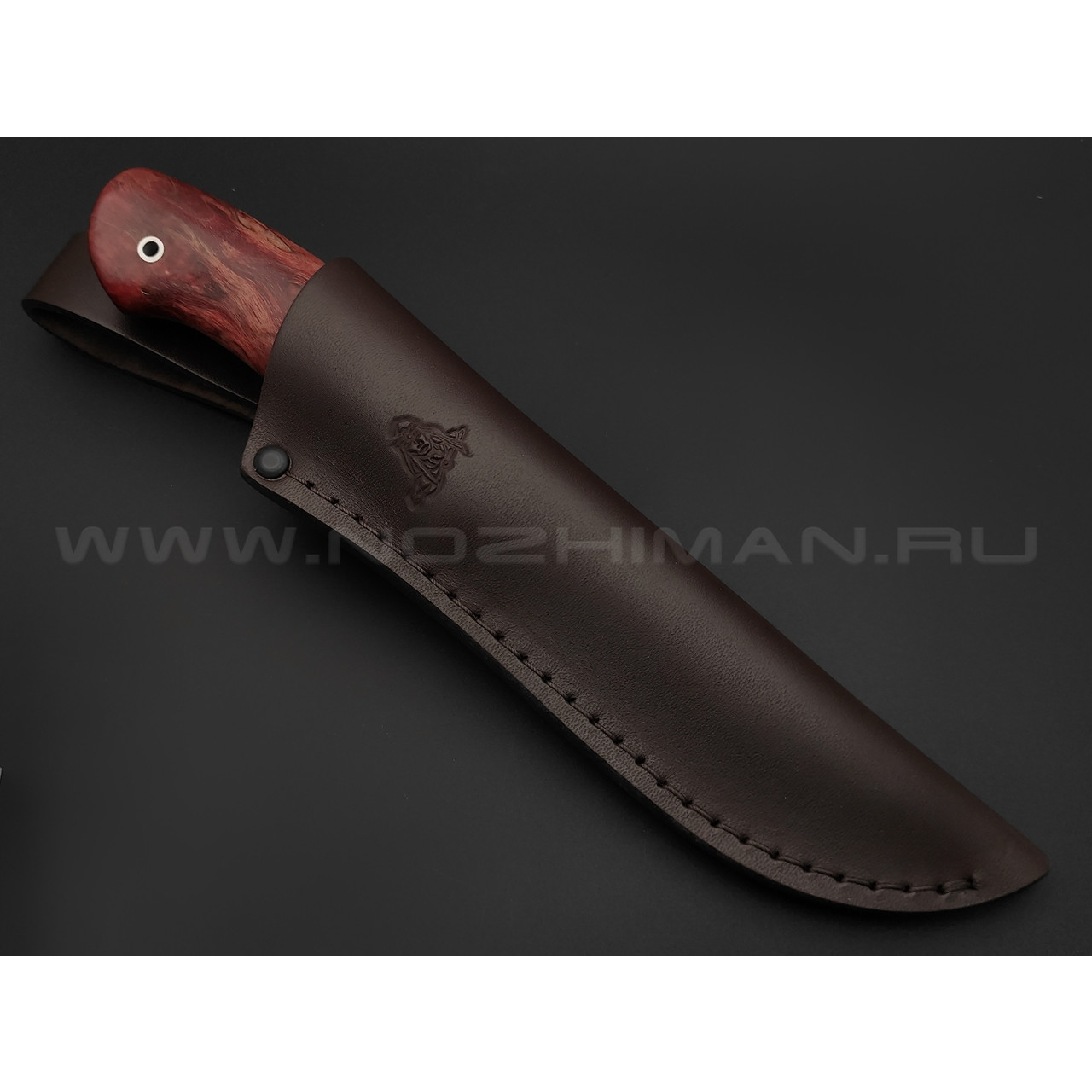 Кметь нож Скинер сталь K110, рукоять карельская береза, мельхиор