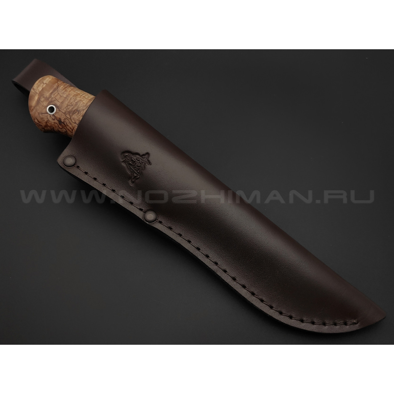 Кметь нож Панцуй сталь K110, рукоять карельская береза, мельхиор