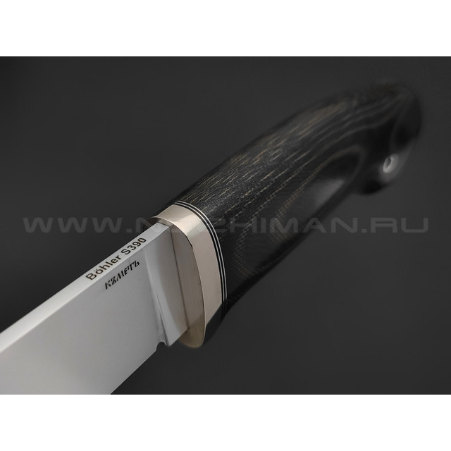 Кметь нож Панцуй сталь Bohler S390, рукоять микарта, мельхиор