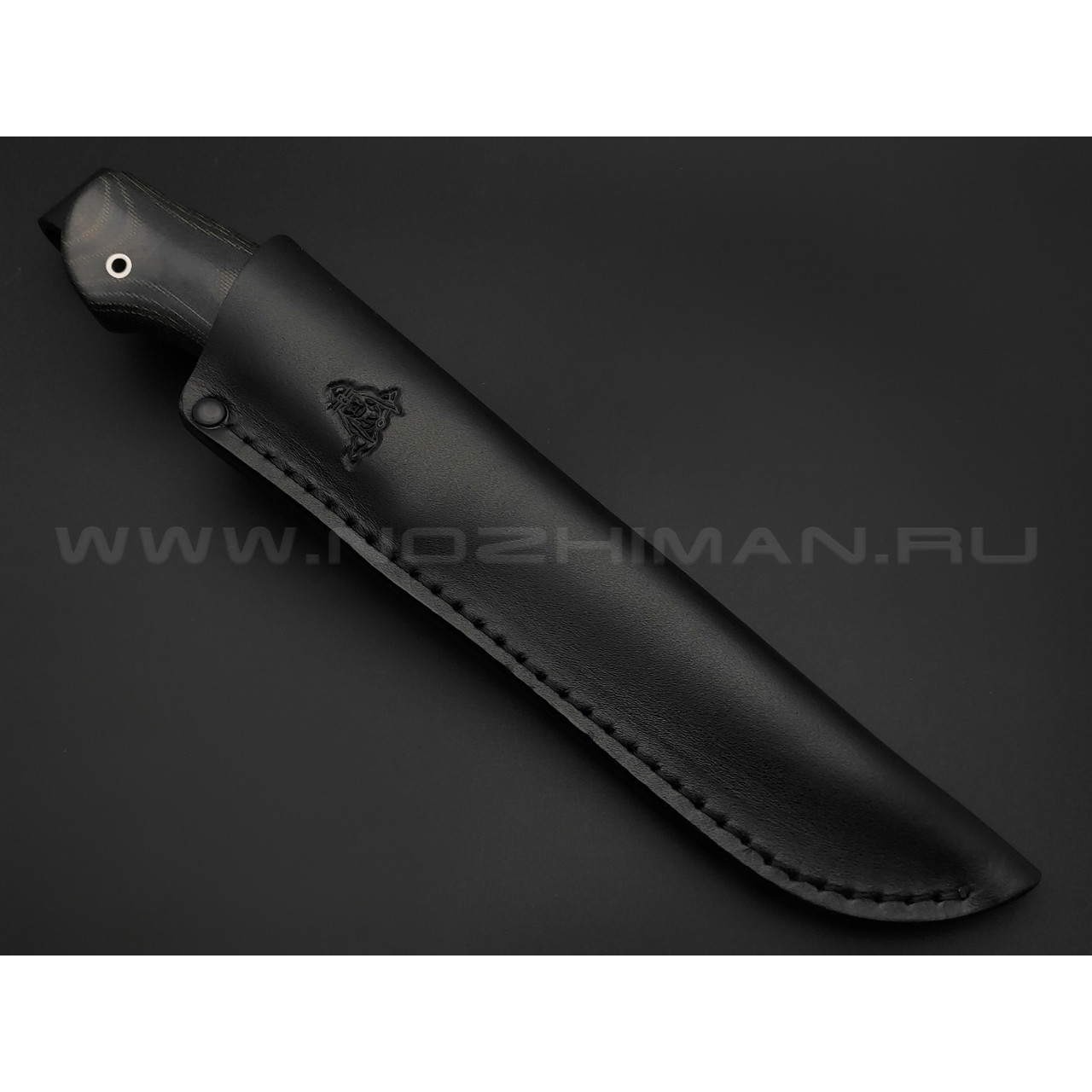 Кметь нож Панцуй сталь Bohler S390, рукоять микарта, мельхиор