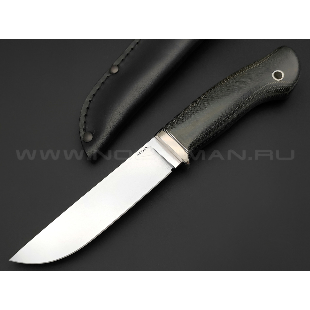 Кметь нож Клык сталь Vanadis 4, рукоять микарта, мельхиор