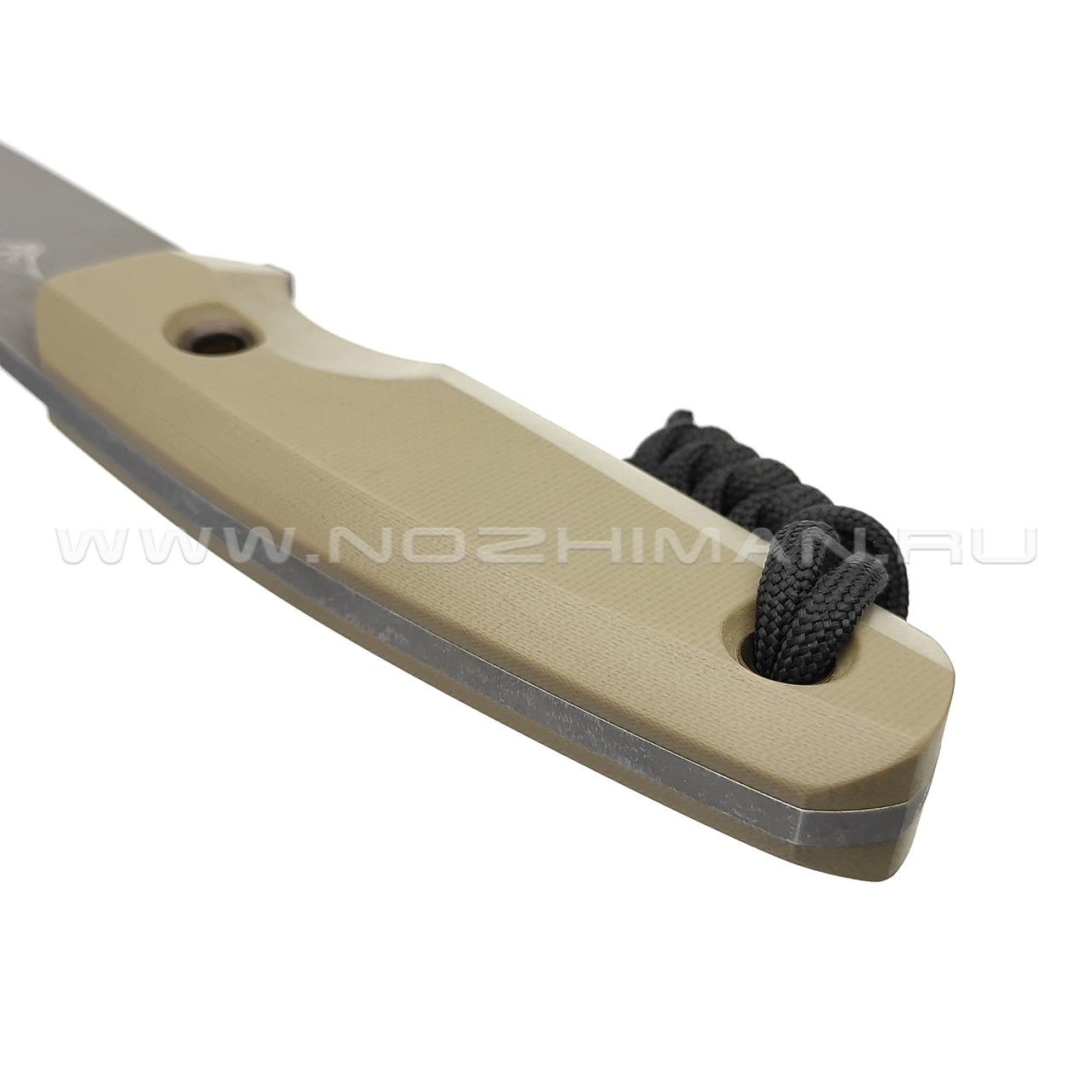 Нож с Котом "Пионер" сталь X90, рукоять G10 tan, kydex beage