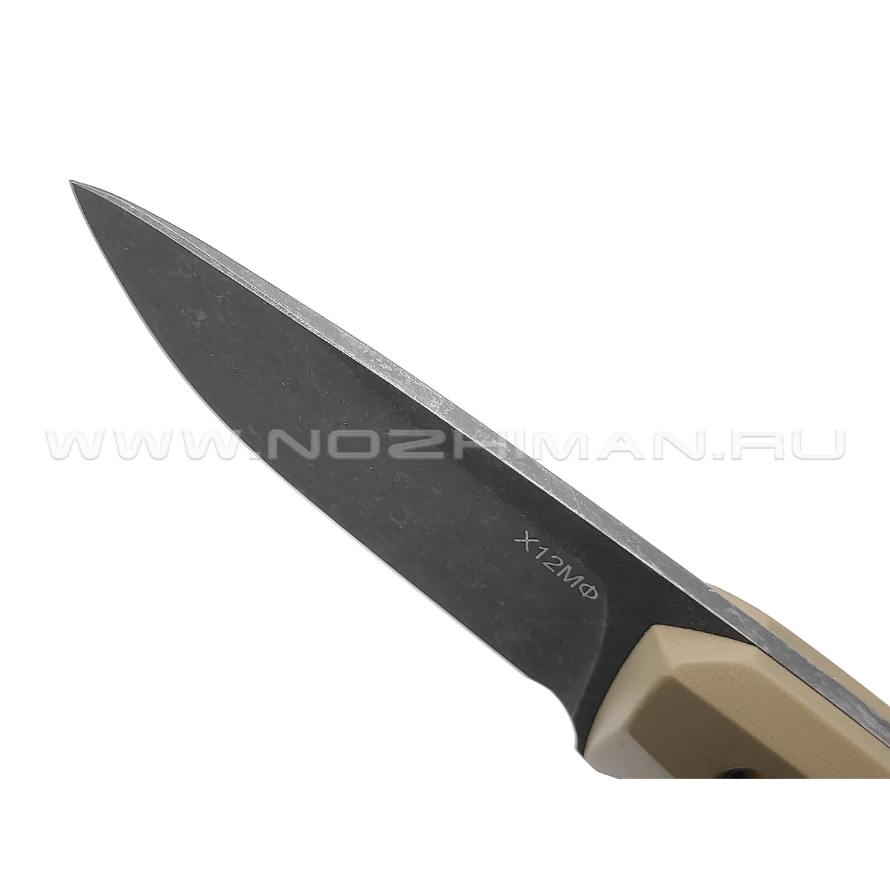 Нож с Котом "Пионер" сталь Х12МФ, рукоять G10 tan, kydex coyote
