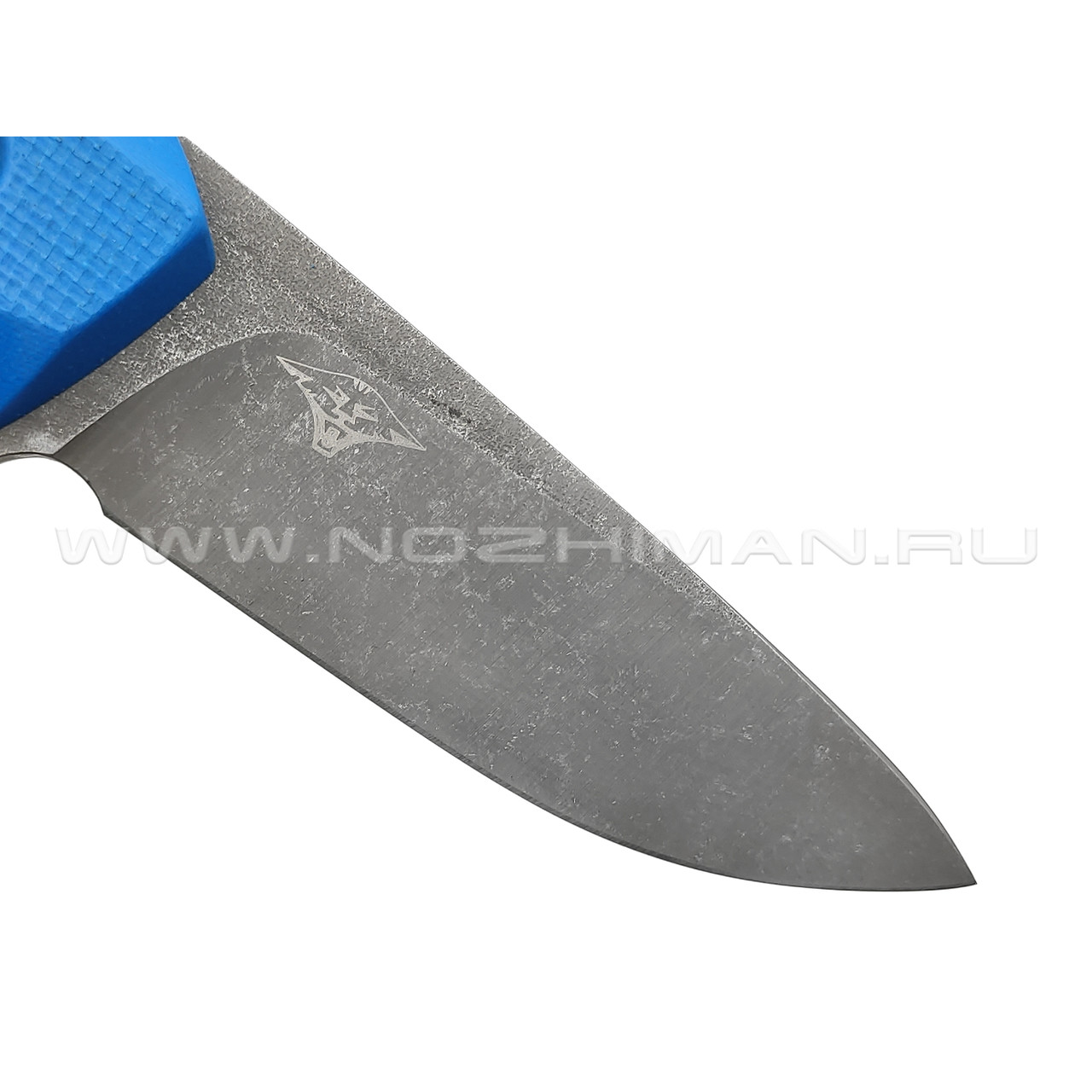 Нож с Котом "Пионер" сталь X90, рукоять G10 blue, kydex blue