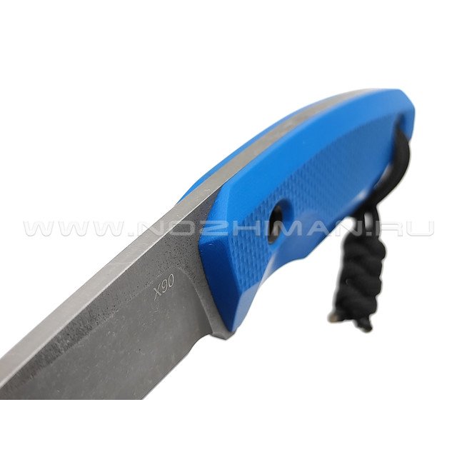 Нож с Котом "Пионер" сталь X90, рукоять G10 blue, kydex blue