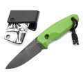 Нож с Котом "Пионер" сталь Х12МФ, рукоять G10 green, kydex black & white