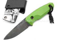 Нож с Котом "Пионер" сталь Х12МФ, рукоять G10 green, kydex black & white
