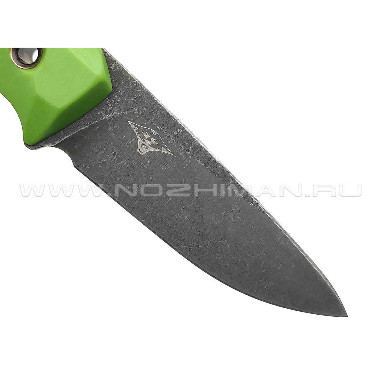 Нож с Котом "Пионер" сталь Х12МФ, рукоять G10 green, kydex black & white