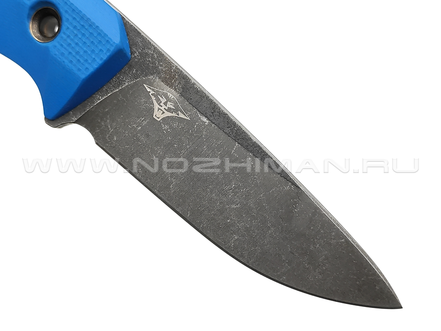 Нож с Котом "Пионер" сталь Х12МФ, рукоять G10 blue, kydex blue